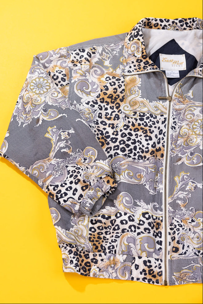 Vintage 90s East West Silks Cheetah Prink Jacket