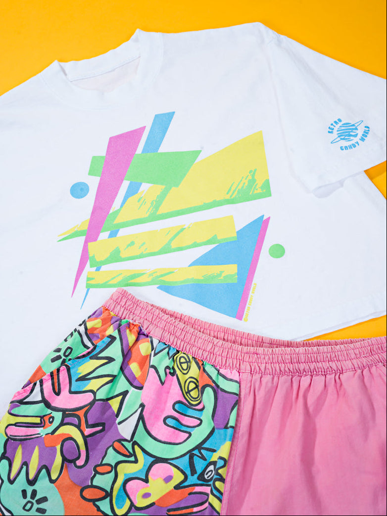 RCW Retro Chaos 2 Crop Tee (Faded Black/White)