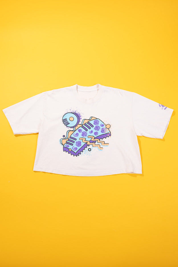 RCW Retro Chaotic Energy Crop Tee (Faded Black/Cream)