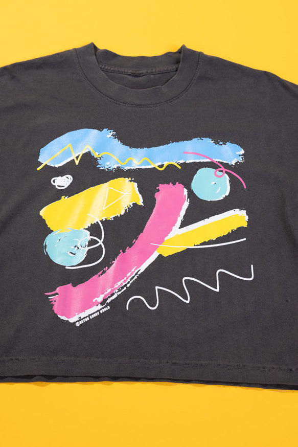 RCW Retro Chaos 1 Crop Tee (Faded Black/White)