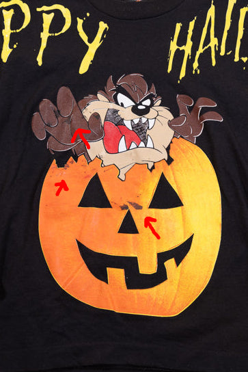 Vintage 1996 Space Jam Taz Pumpkin Halloween Long Sleeve Shirt (Youth- L)