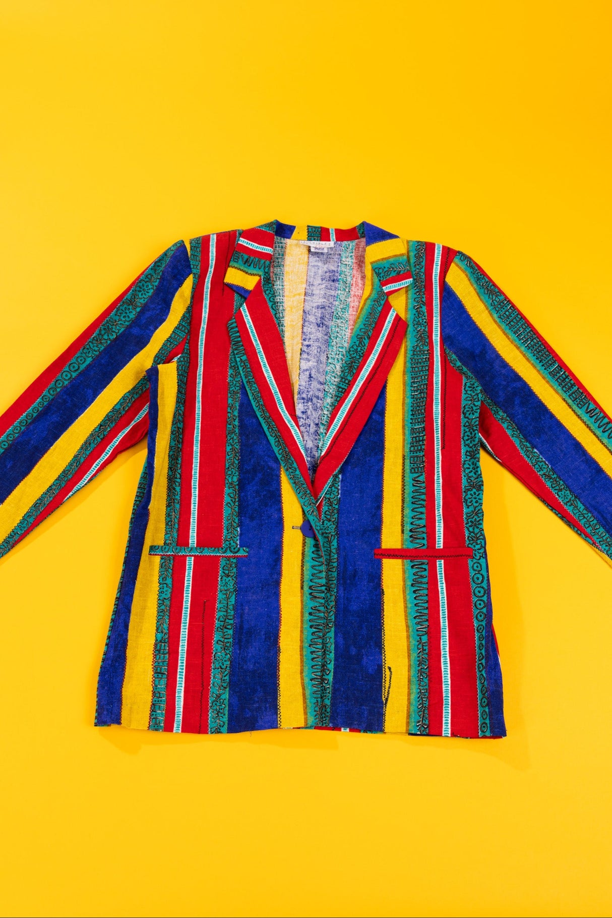 Vintage 80s Multiples Choice Retro Striped Blazer