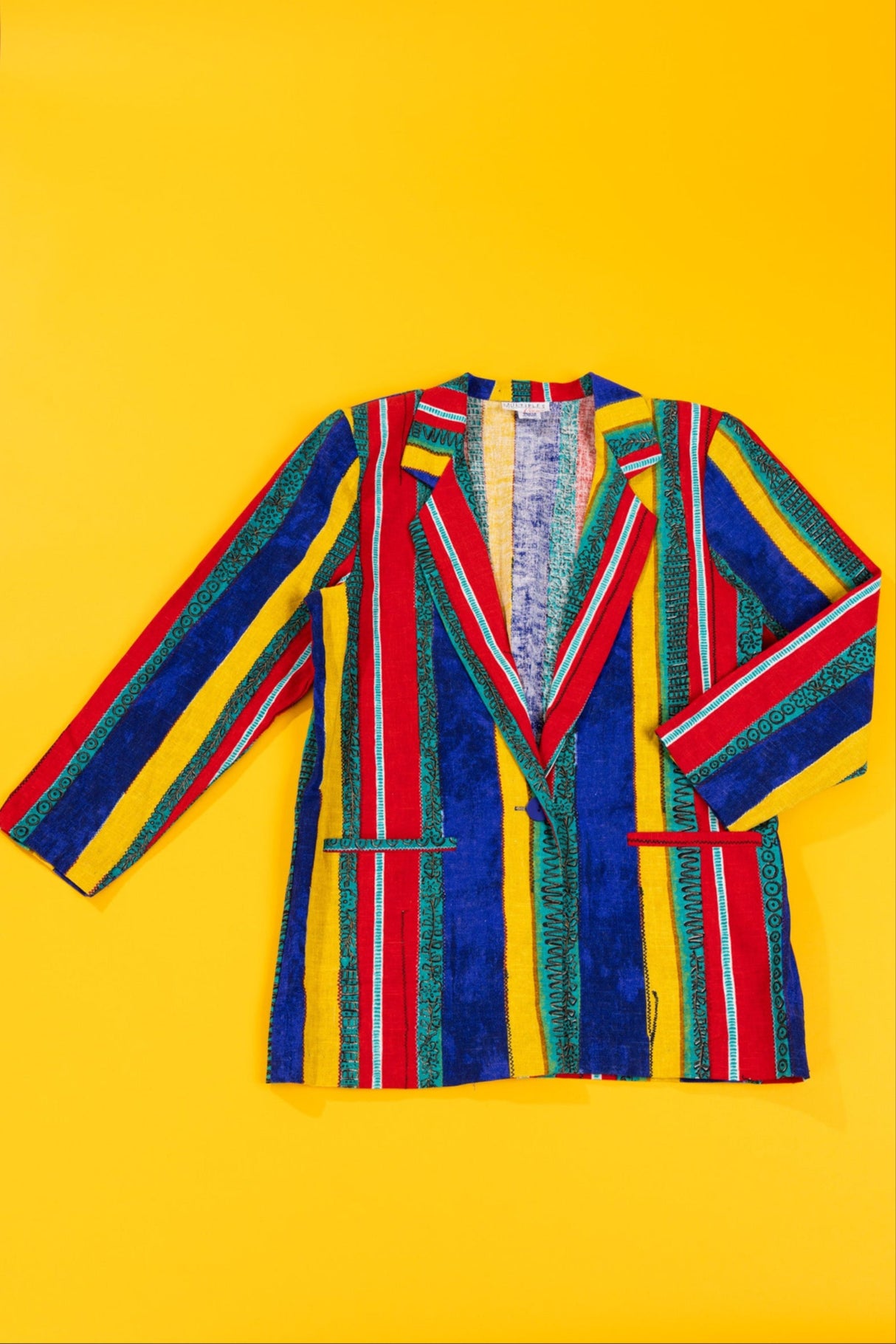 Vintage 80s Multiples Choice Retro Striped Blazer