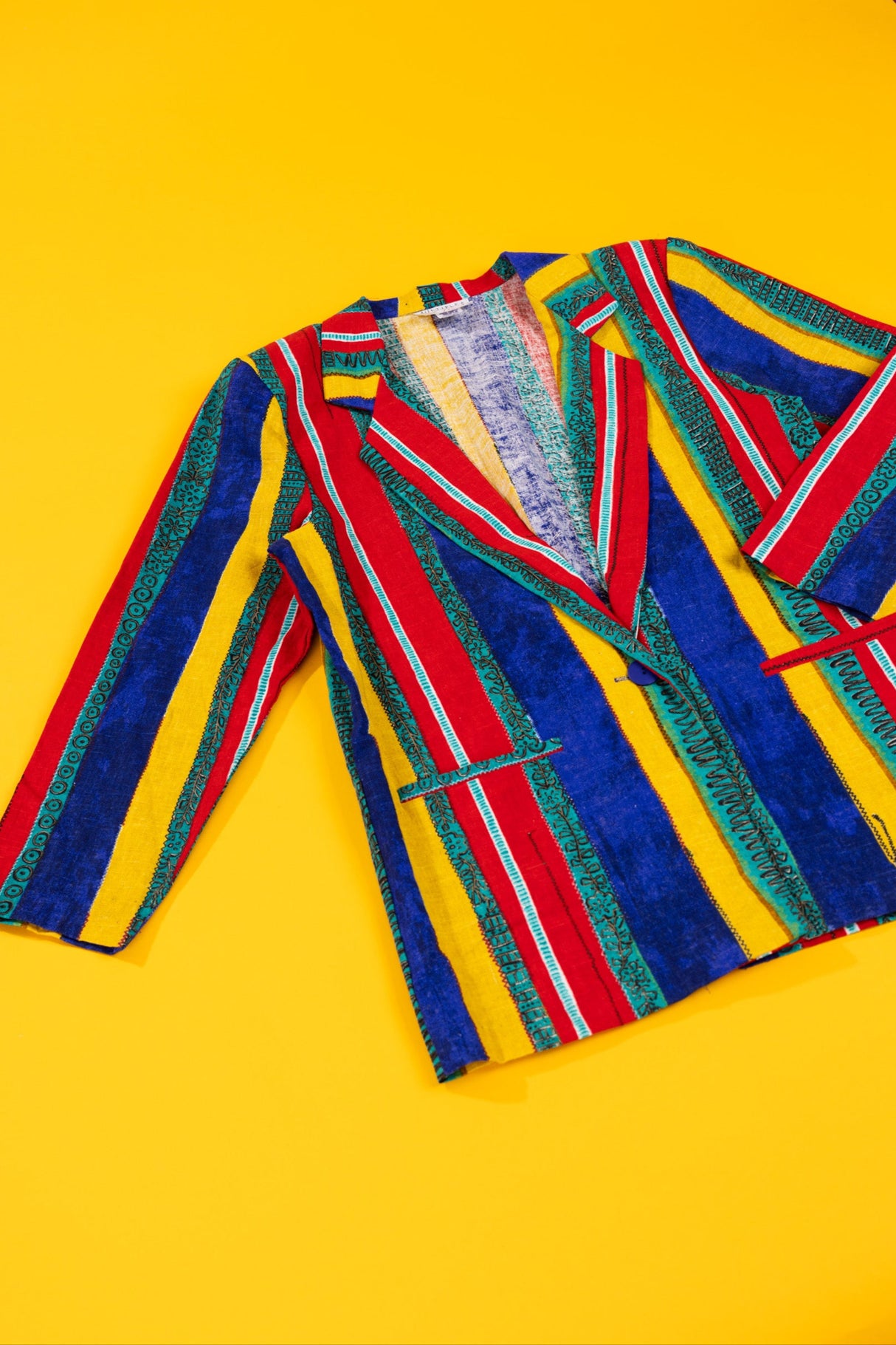 Vintage 80s Multiples Choice Retro Striped Blazer