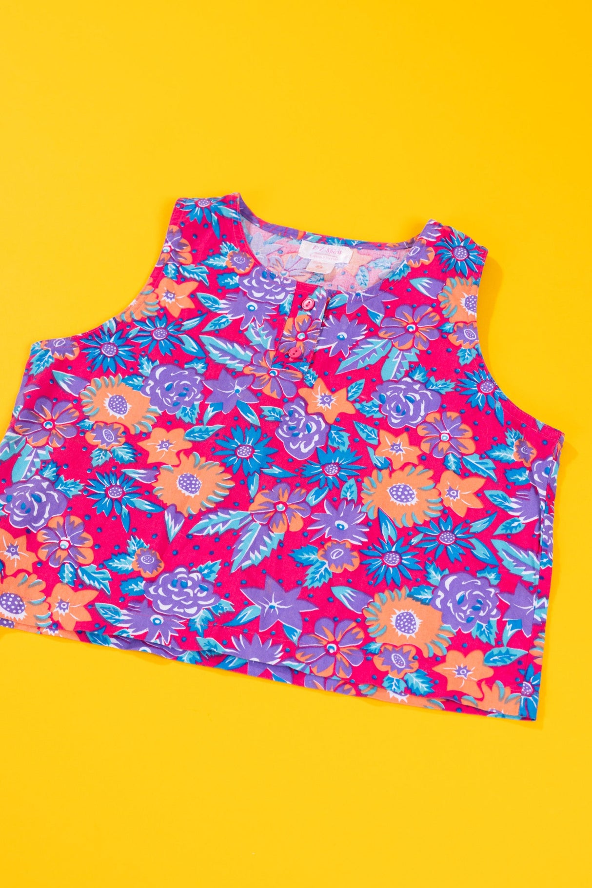 Vintage 80s E.Z. Spirit Floral Crop Top Tank