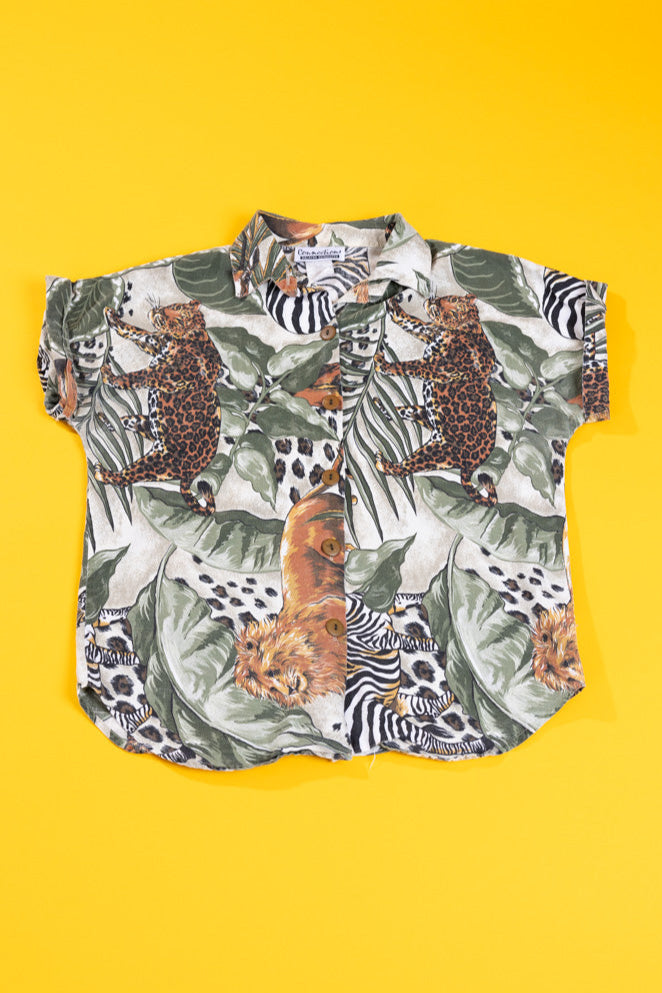 Vintage 90s Connections Animal Print Button Up