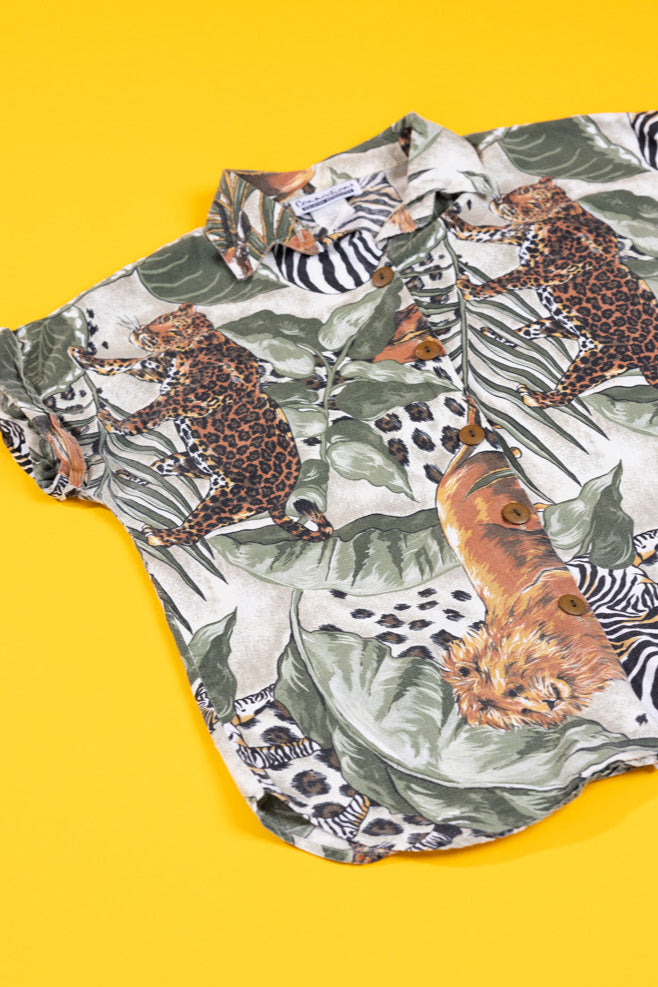 Vintage 90s Connections Animal Print Button Up