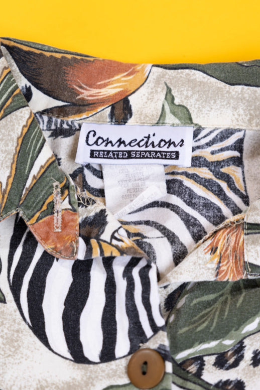 Vintage 90s Connections Animal Print Button Up