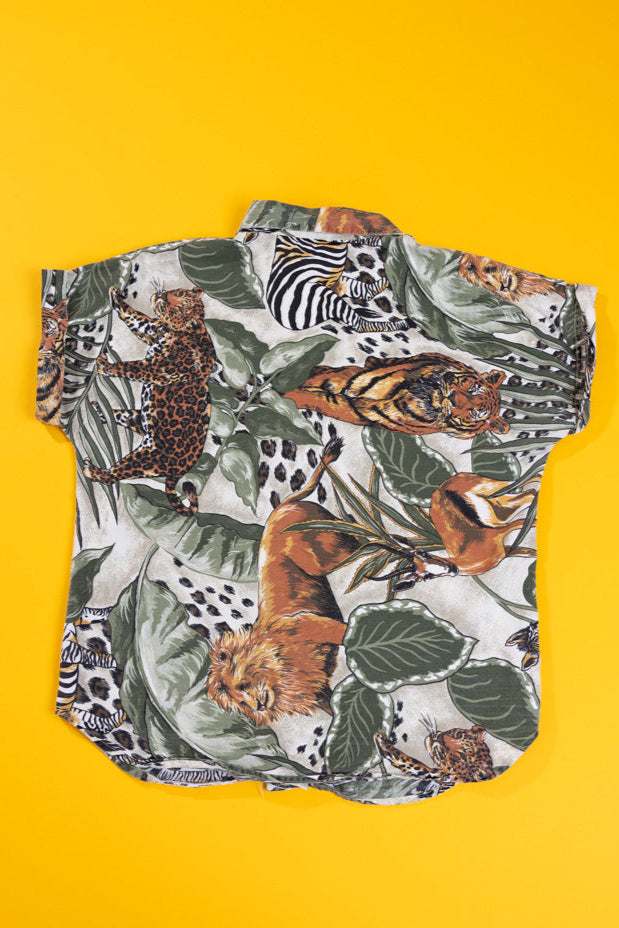 Vintage 90s Connections Animal Print Button Up