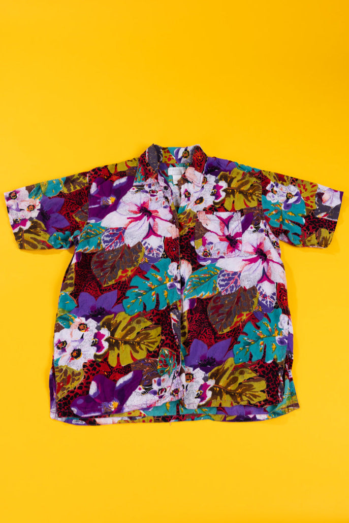 Vintage 80s Partners Floral Button Up