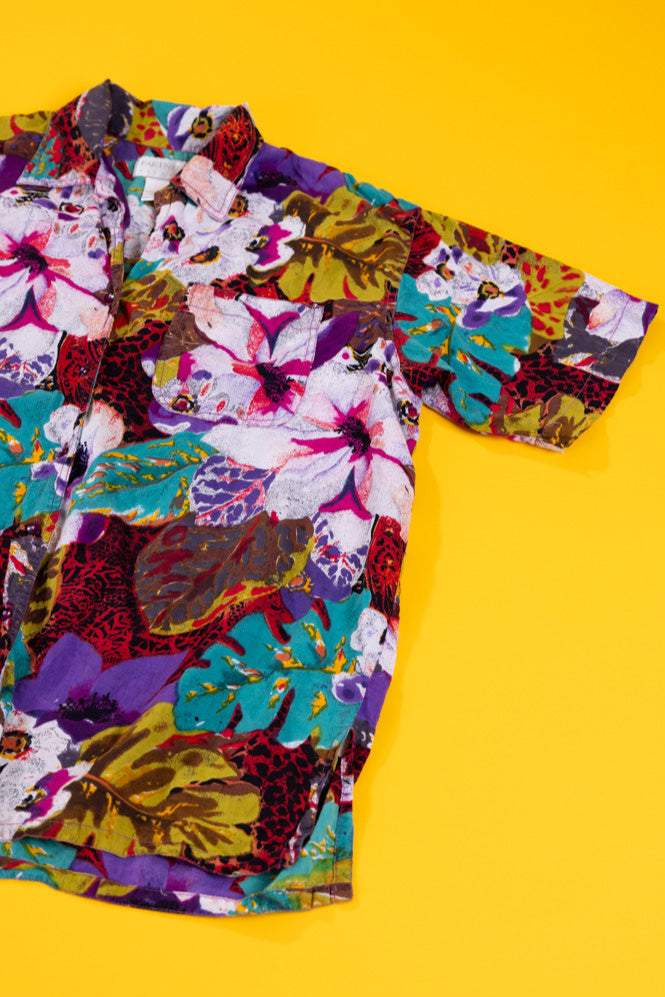 Vintage 80s Partners Floral Button Up