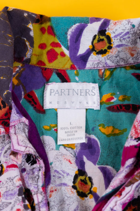 Vintage 80s Partners Floral Button Up