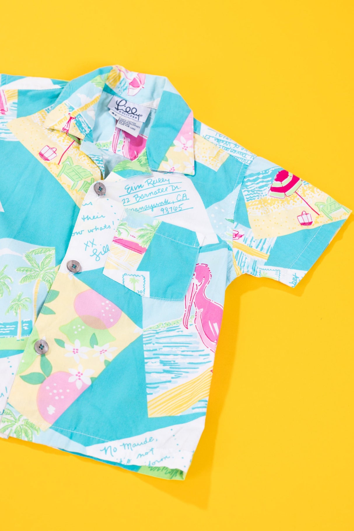 Vintage 80s Lilly Pulitzer Post Card Button Up (Kids - 2T)