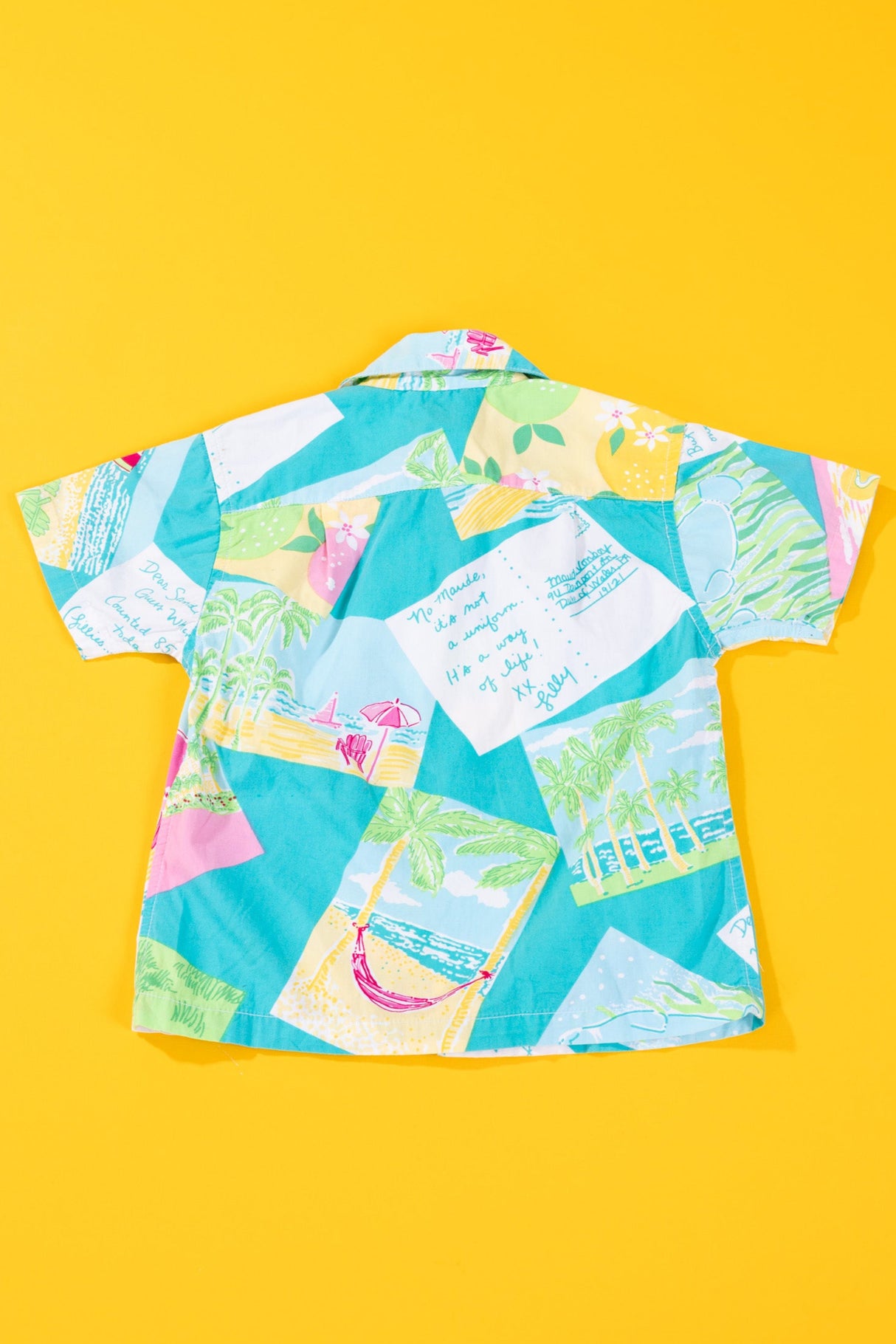 Vintage 80s Lilly Pulitzer Post Card Button Up (Kids - 2T)