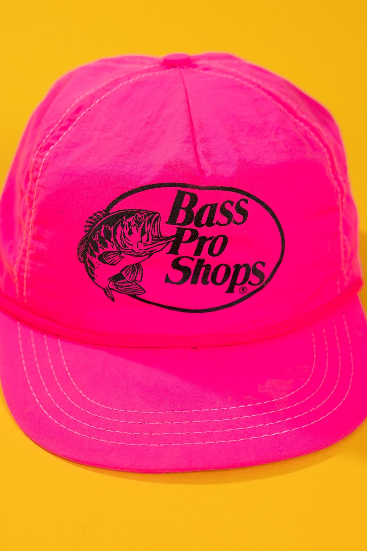 Vintage 90s Bass Pro Shop Neon Snapback Hat