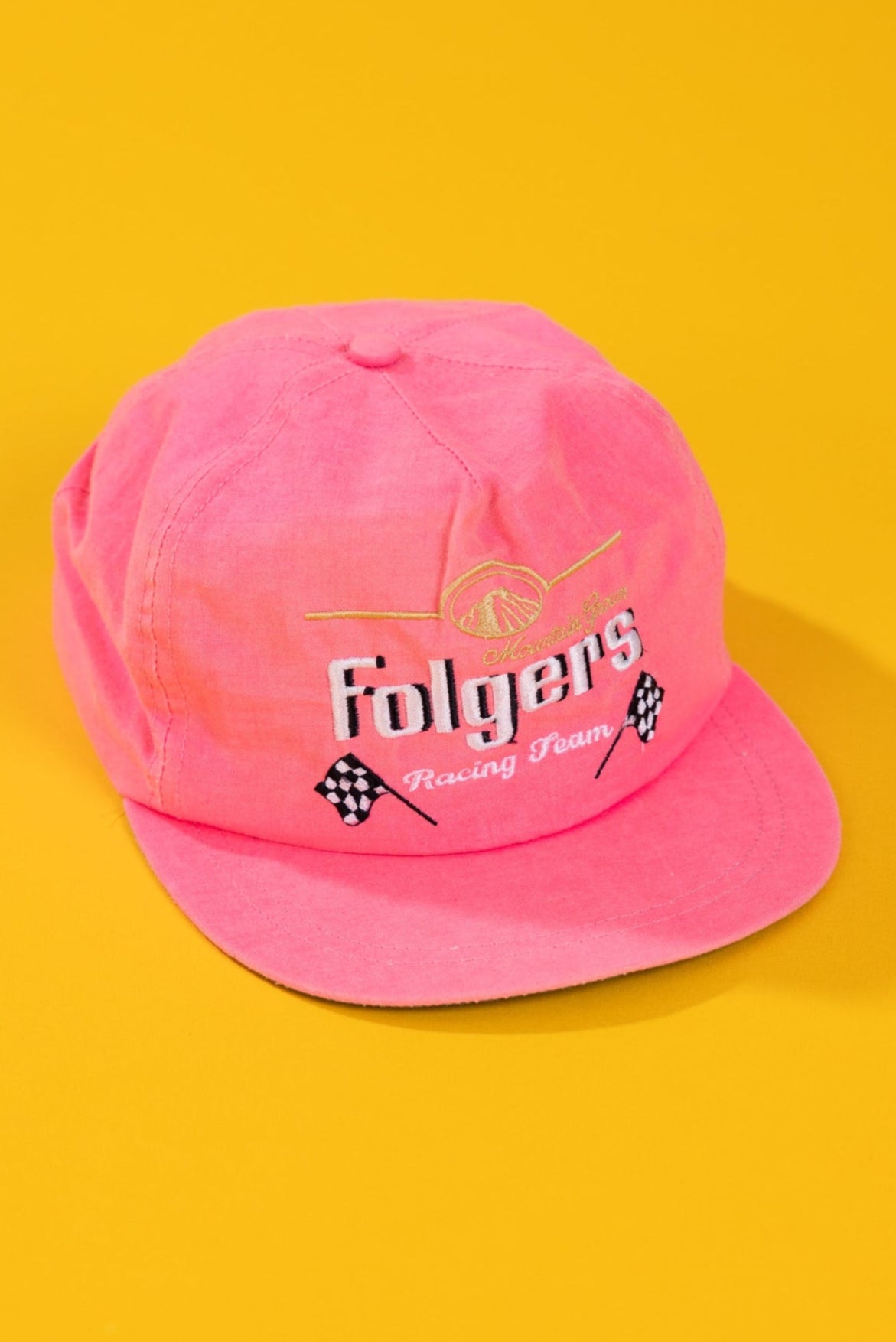 Vintage 90s Folgers Racing Team Neon Snapback Hat
