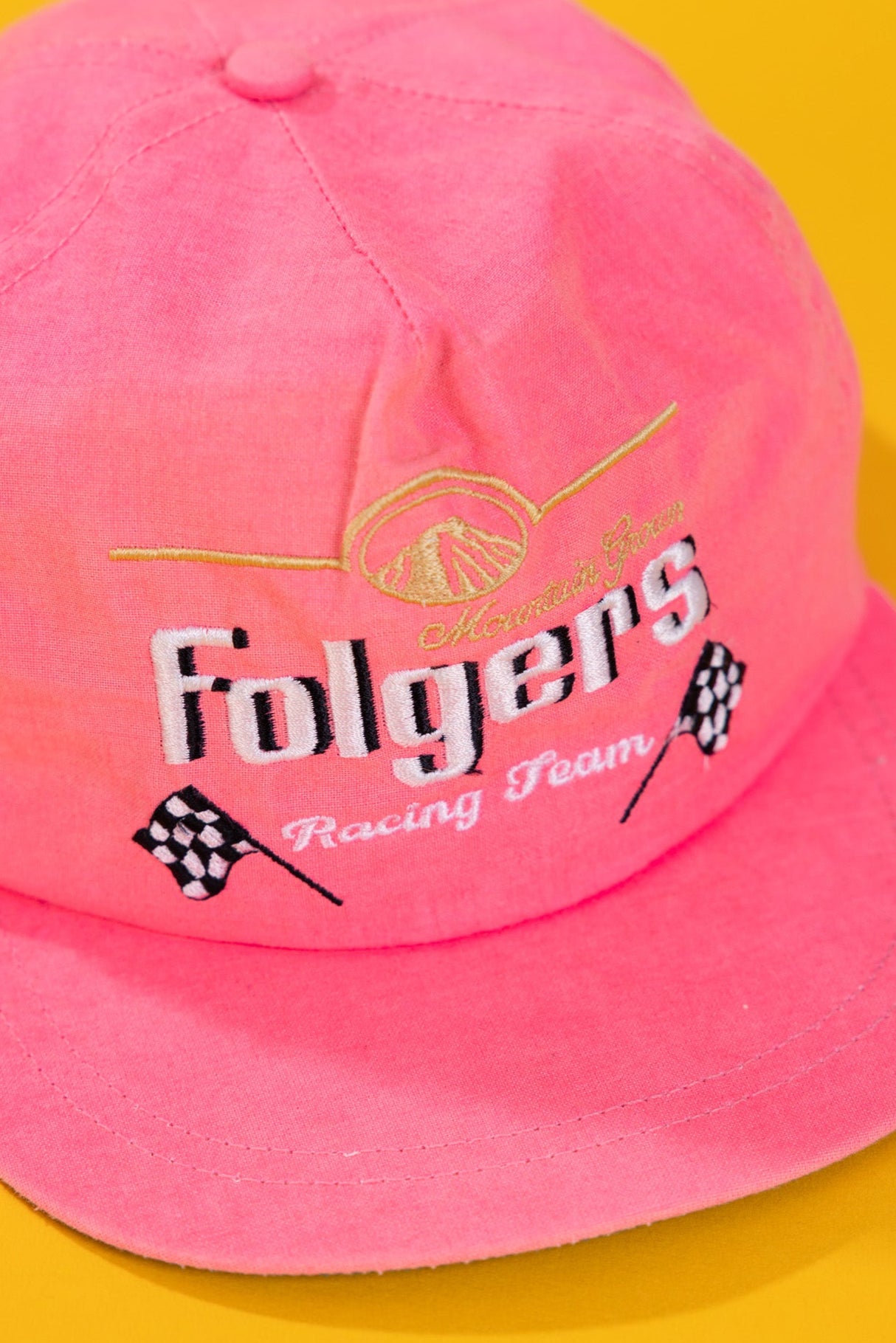 Vintage 90s Folgers Racing Team Neon Snapback Hat