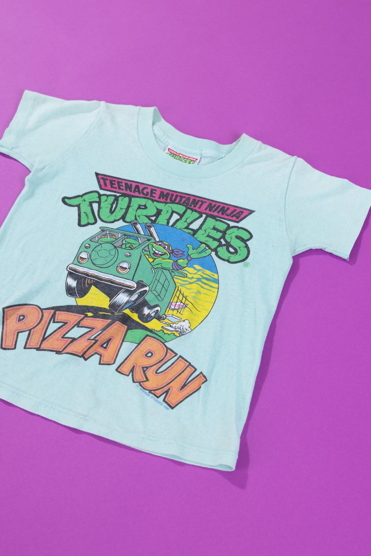 RARE Vintage 1990 Teenage Mutant Ninja Turtles Pizza Run T-shirt (Kids - S)