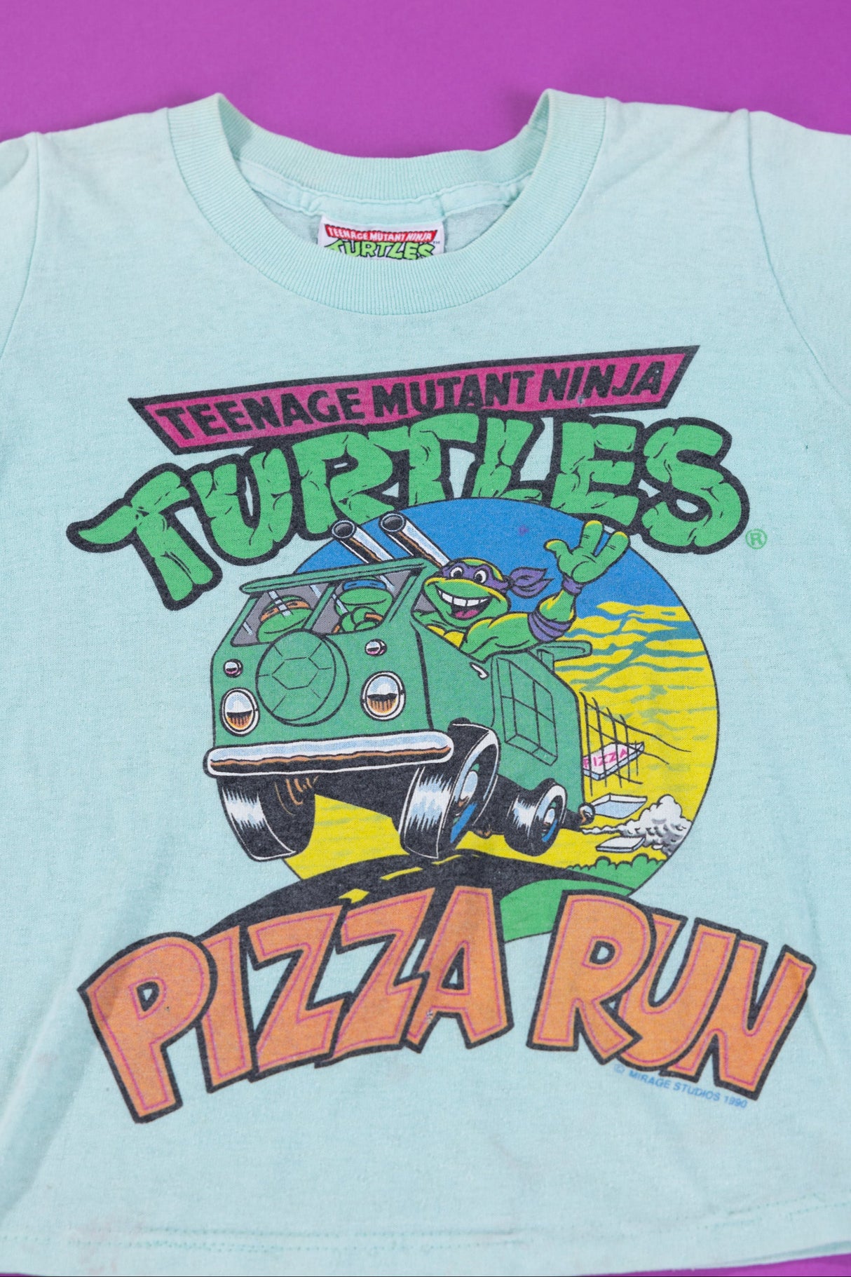 RARE Vintage 1990 Teenage Mutant Ninja Turtles Pizza Run T-shirt (Kids - S)