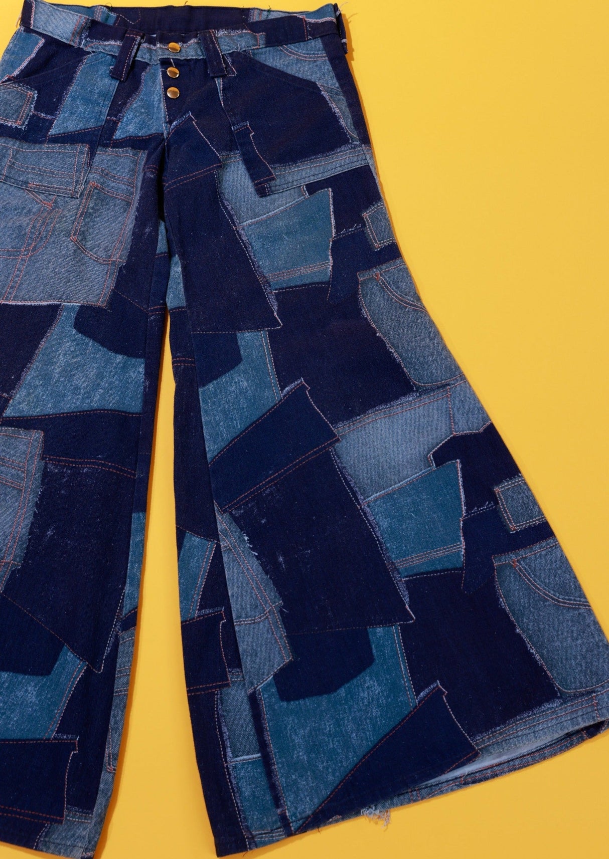 Vintage 70s Denim Patchwork Bell Bottom Jeans - SS