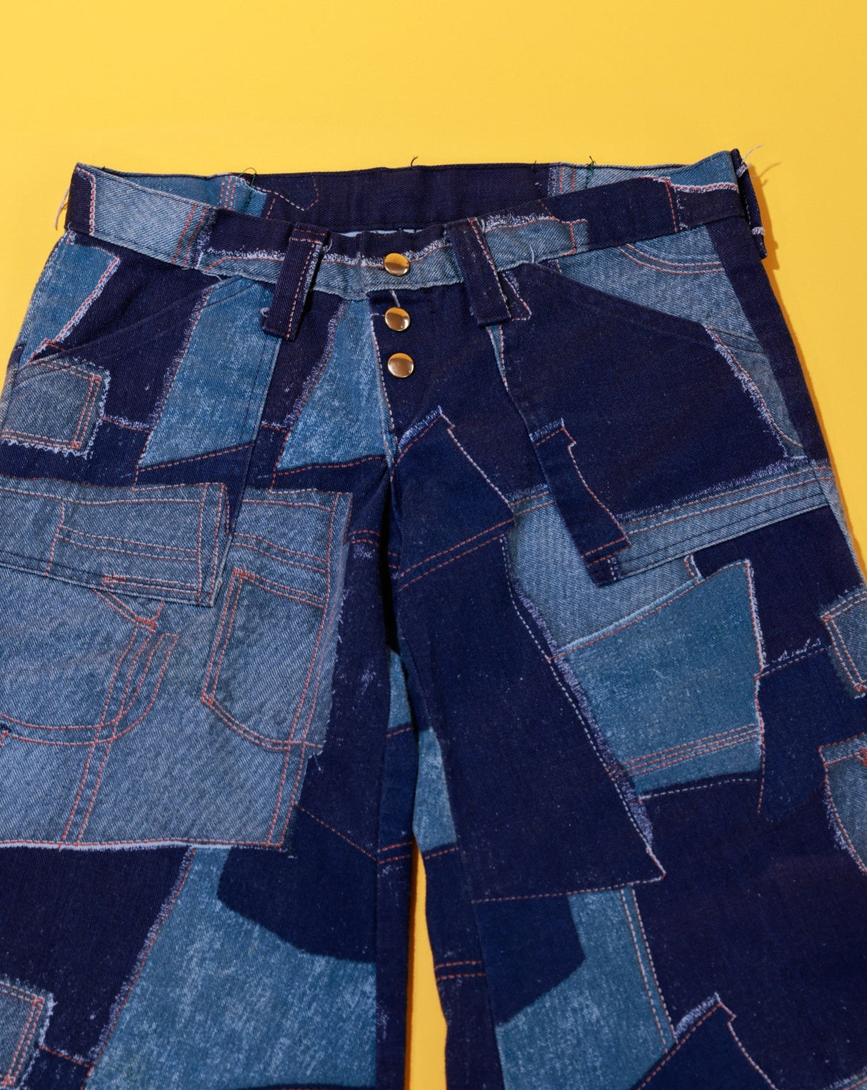 Vintage 70s Denim Patchwork Bell Bottom Jeans - SS