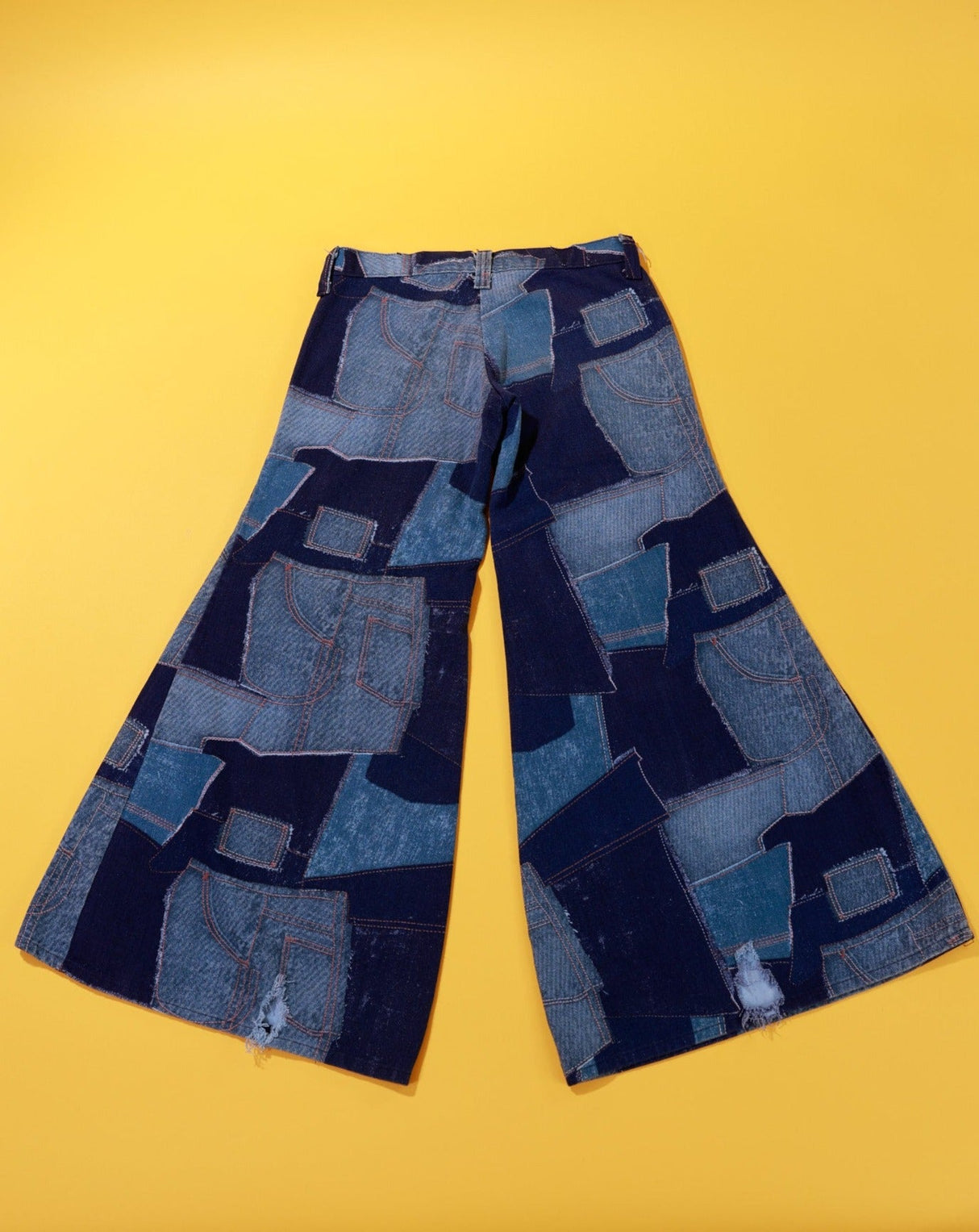 Vintage 70s Denim Patchwork Bell Bottom Jeans - SS