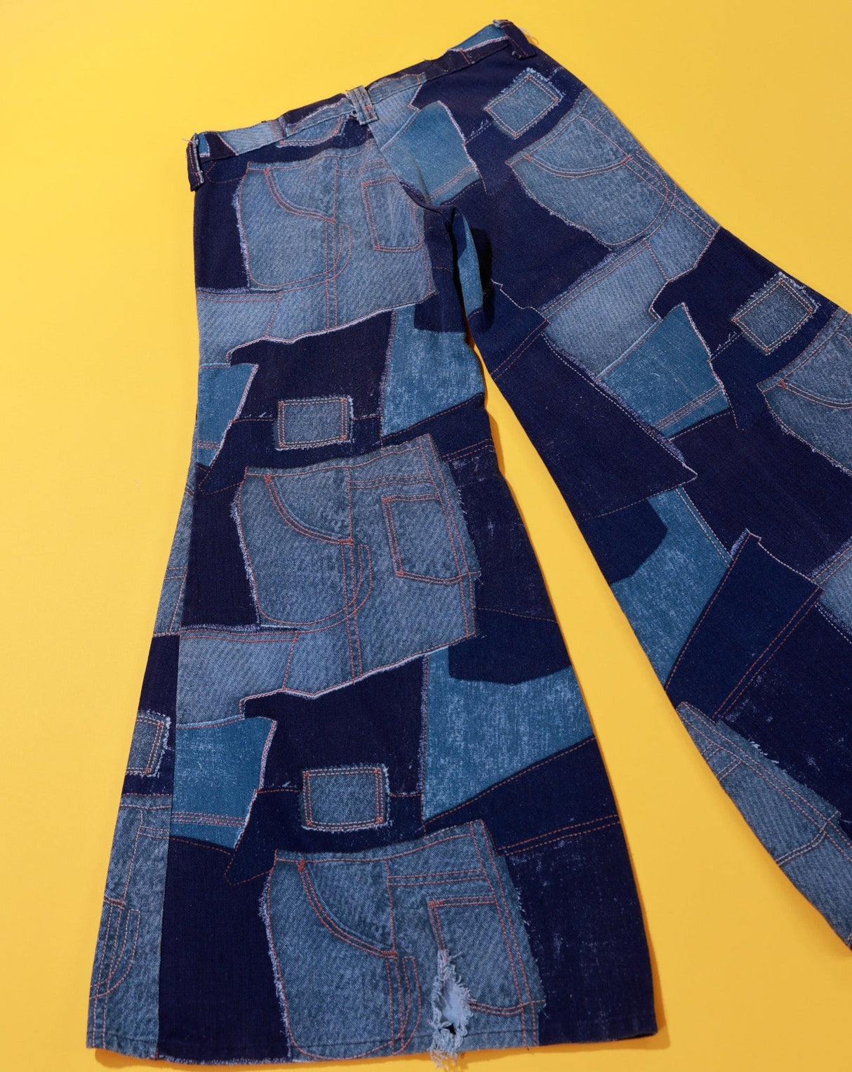 Vintage 70s Denim Patchwork Bell Bottom Jeans - SS