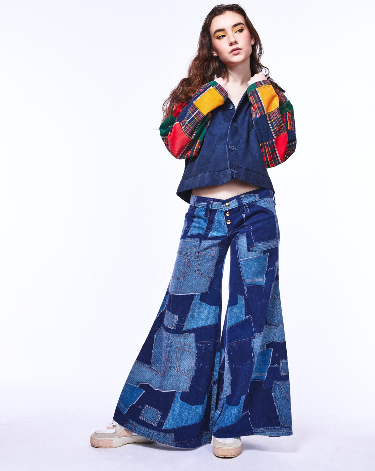 Vintage 70s Denim Patchwork Bell Bottom Jeans - SS