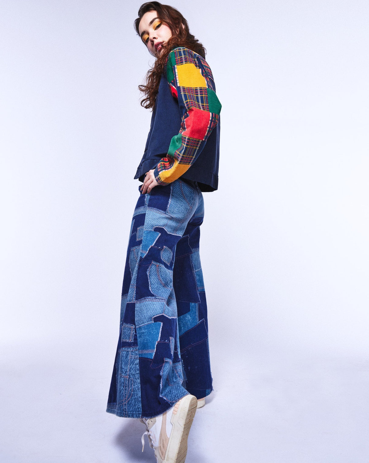 Vintage 70s Denim Patchwork Bell Bottom Jeans - SS