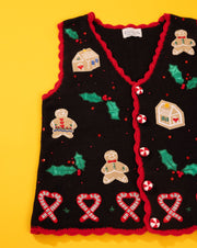 Vintage 90s Basic Editions Gingerbread Man Sweater Vest