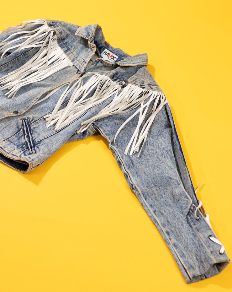 Vintage 90s Havoc Frill Denim Crop Jacket