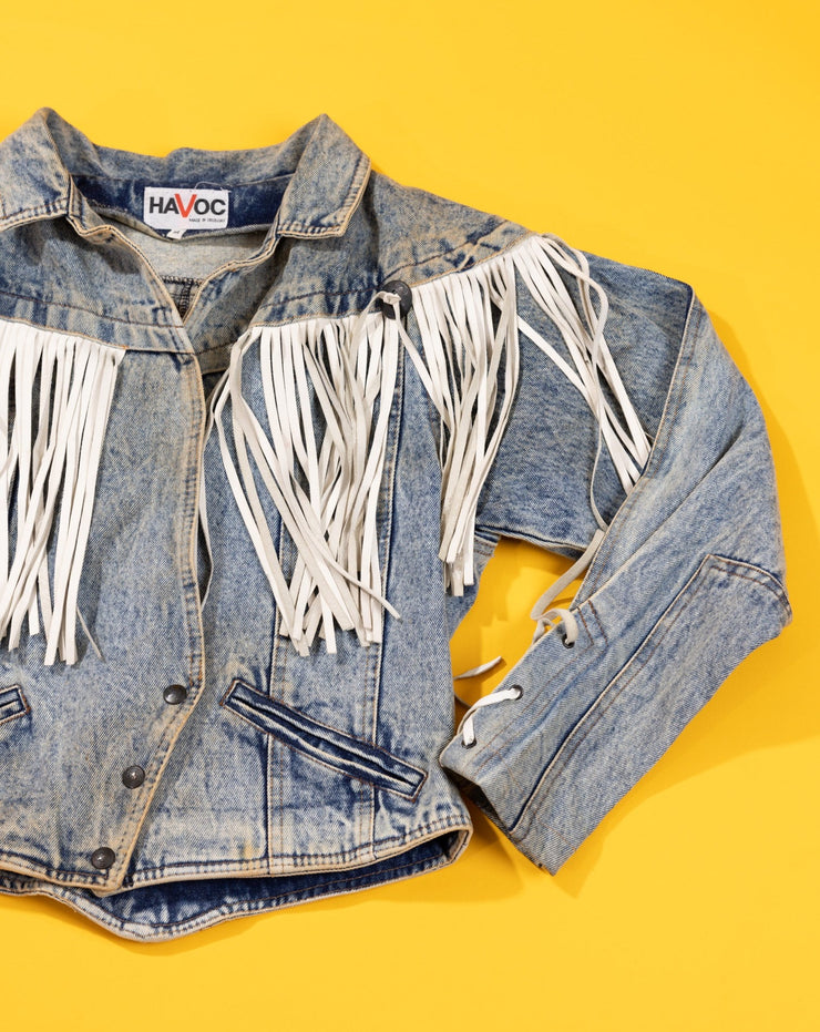 Vintage 90s Havoc Frill Denim Crop Jacket