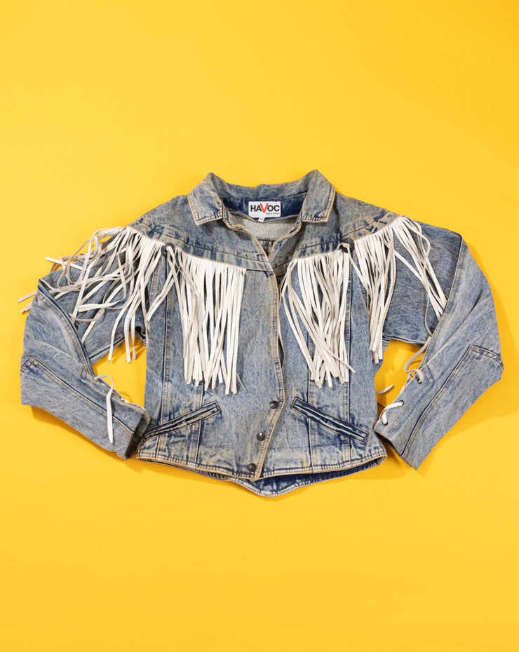 Vintage 90s Havoc Frill Denim Crop Jacket