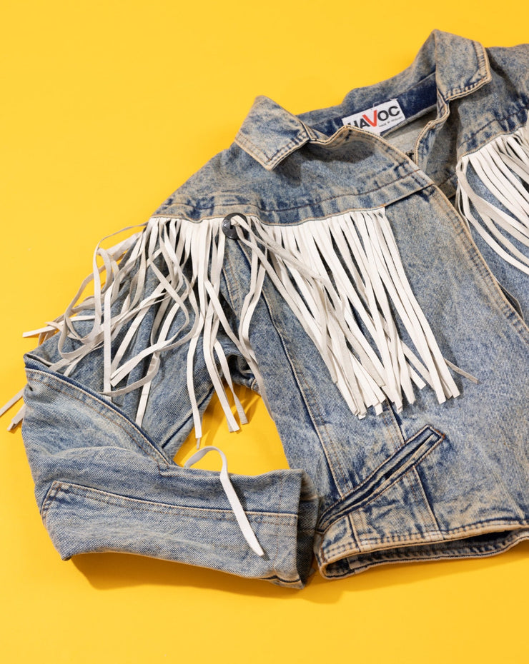 Vintage 90s Havoc Frill Denim Crop Jacket