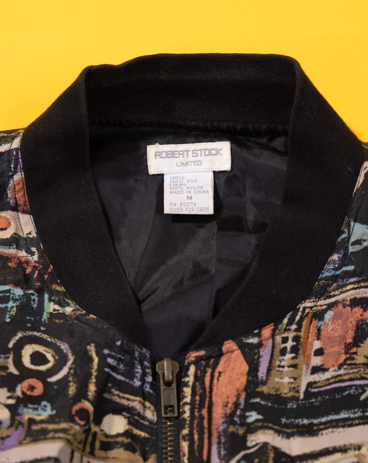 Vintage 80s Robert Stock Silk Bomber Jacket