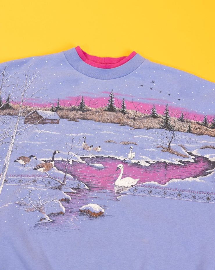Vintage 1994 Winter Swan Lake Crewneck Sweater