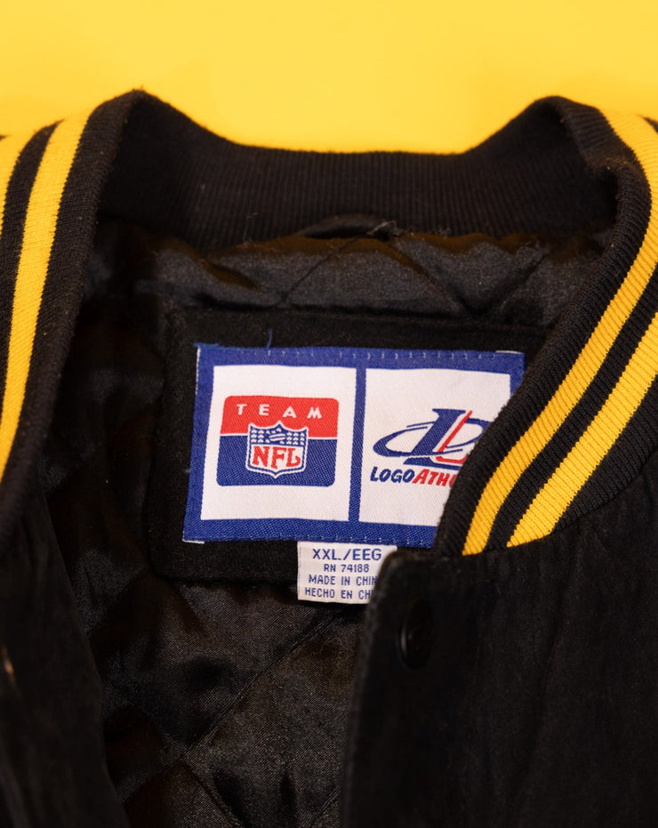 Vintage 90s Pittsburgh Steelers Suede Leather Varsity Jacket