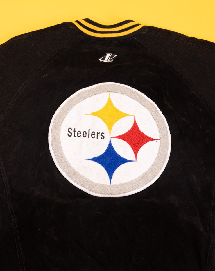 Vintage 90s Pittsburgh Steelers Suede Leather Varsity Jacket