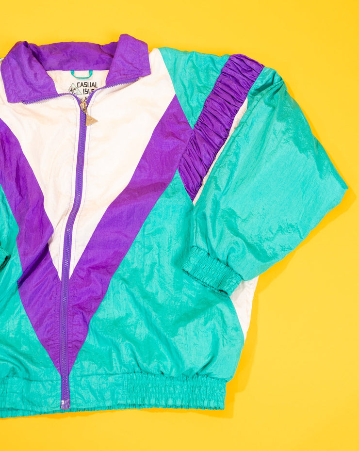 Vintage 80s Casual Isle Retro Windbreaker Jacket