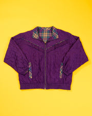 Vintage 80s Mureli Silk + Plaid Reversible Windbreaker Jacket