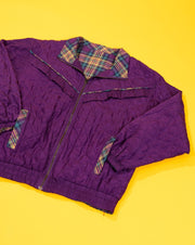 Vintage 80s Mureli Silk + Plaid Reversible Windbreaker Jacket