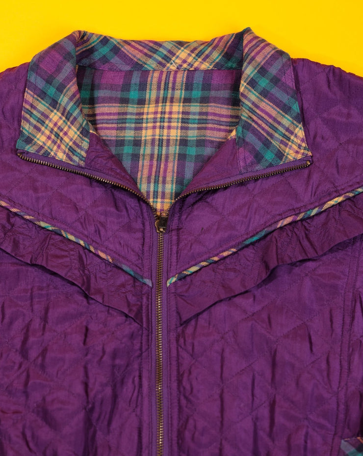 Vintage 80s Mureli Silk + Plaid Reversible Windbreaker Jacket