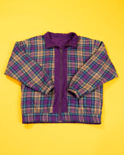 Vintage 80s Mureli Silk + Plaid Reversible Windbreaker Jacket