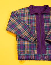 Vintage 80s Mureli Silk + Plaid Reversible Windbreaker Jacket