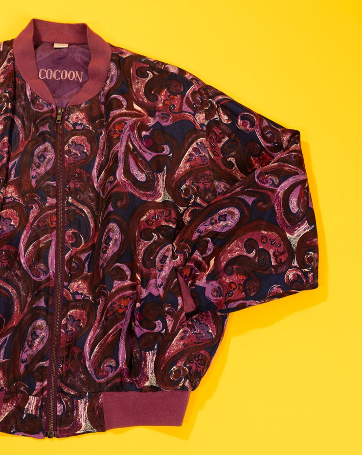 Vintage 80s Cocoon Silk Bomber Jacket