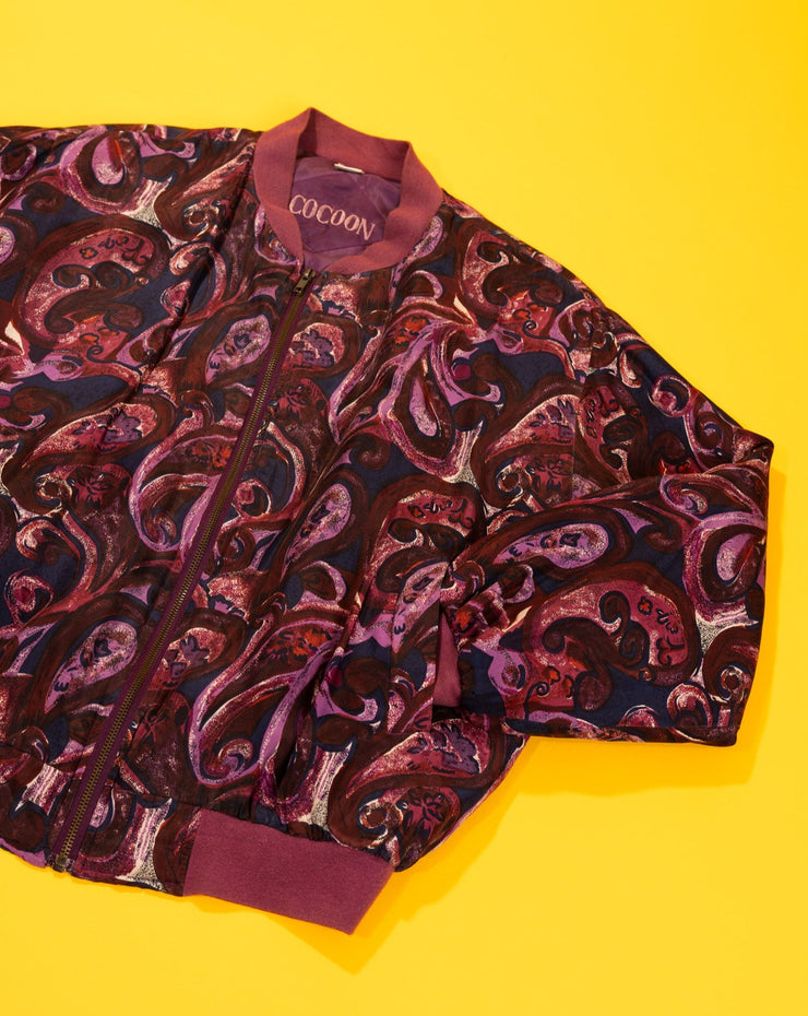 Vintage 80s Cocoon Silk Bomber Jacket