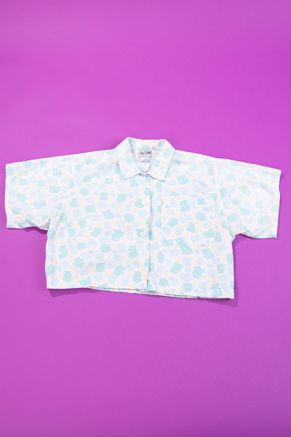 Vintage 80s Fast Turn Cropped Button Up