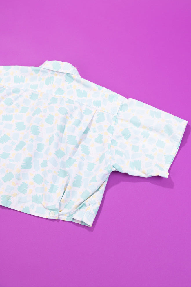 Vintage 80s Fast Turn Cropped Button Up