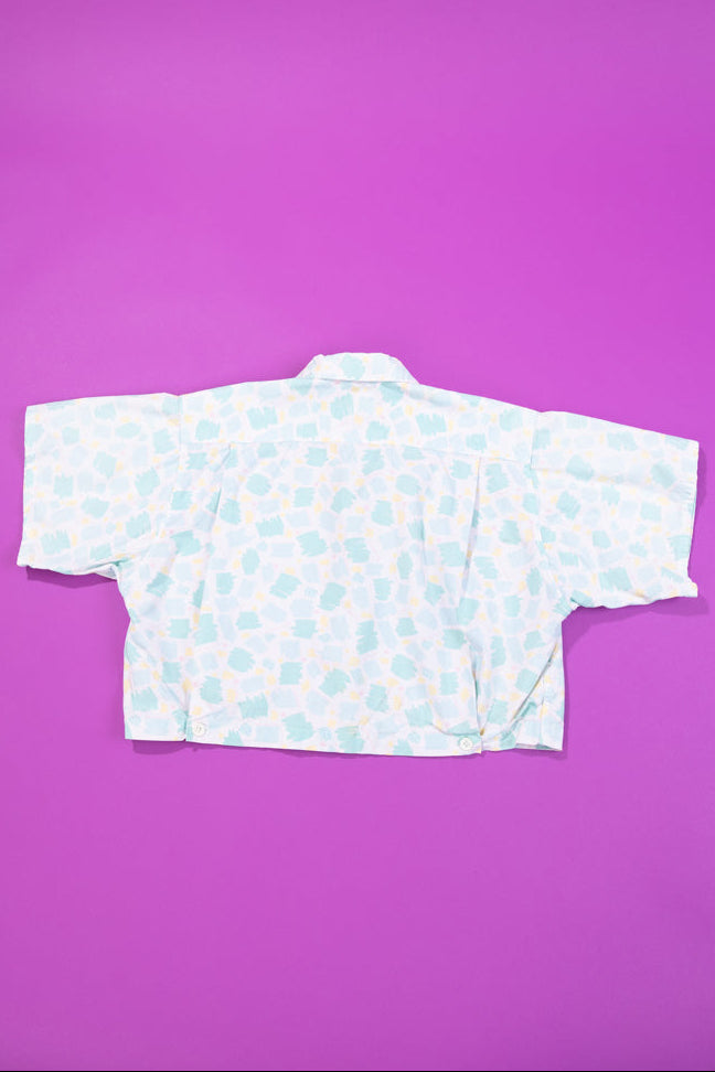 Vintage 80s Fast Turn Cropped Button Up