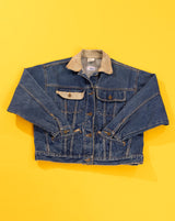 Vintage 80s Weathered Blues Denim Leather Jacket